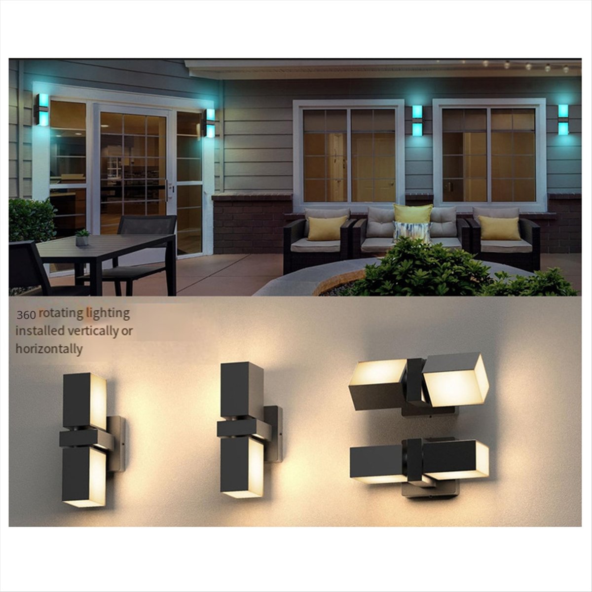 Smart Garden Smart Fence - AA19 LED-Wandleuchte mit Doppelkopf, Balkonlampe, IP65